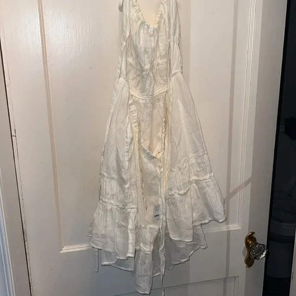 NWT Free People ivory sleeveless backless sundress midi boho Dress large - Picture 5 of 7